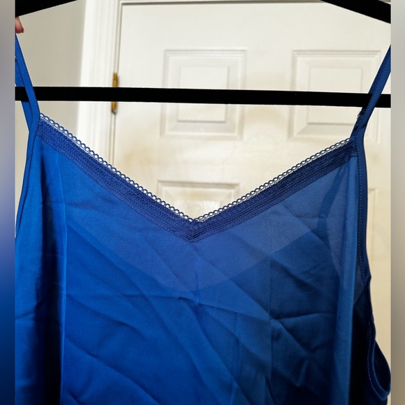 Blue Women's Lace Silk Satin V Neck Camisole Spaghetti Strap Sleepwear - Picture 4 of 5